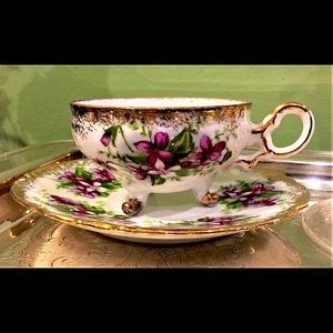 Vintage Victorian Violet Tea Cup and Saucer